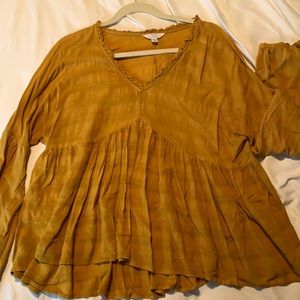 Size L (12-14) mustard peasant style blouse